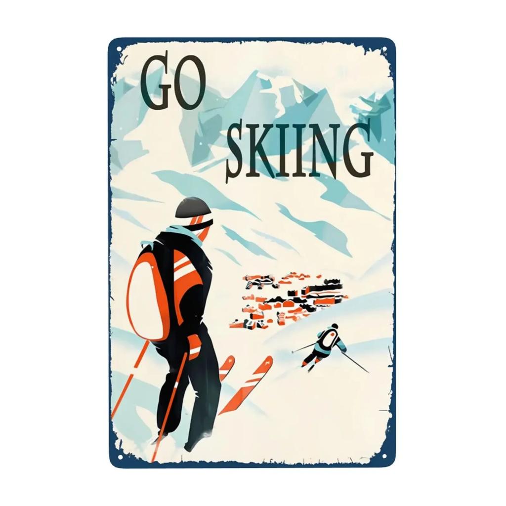 Hisun Tin Sign pc Ski Wall Decor Ski Signs Ski Party Decorations Ski Poster Vintage Ski Metal Tin Sign Ski Lodge Decor Mountain Home Decor Sk