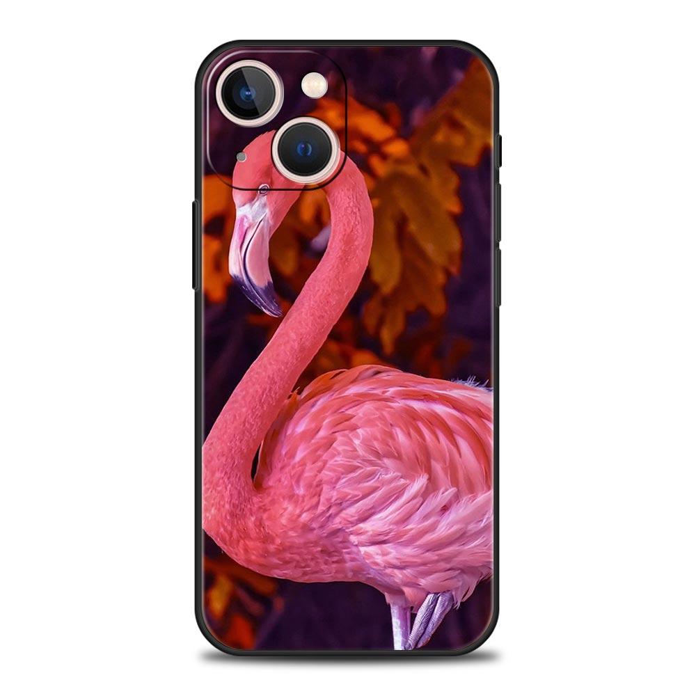 Pink Red Flamingo Luxury Phone Case For iPhone 13 15 14 12 11 Pro MAX XR X SE XS 7 8 Plus Soft Silicone Black Protection Cover
