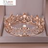 Ailibride Золотая круглая корона короля королевы свадебная тиара невесты головной убор для мужчин вечерние хрустальные украшения для волос свадебные аксессуары для волос