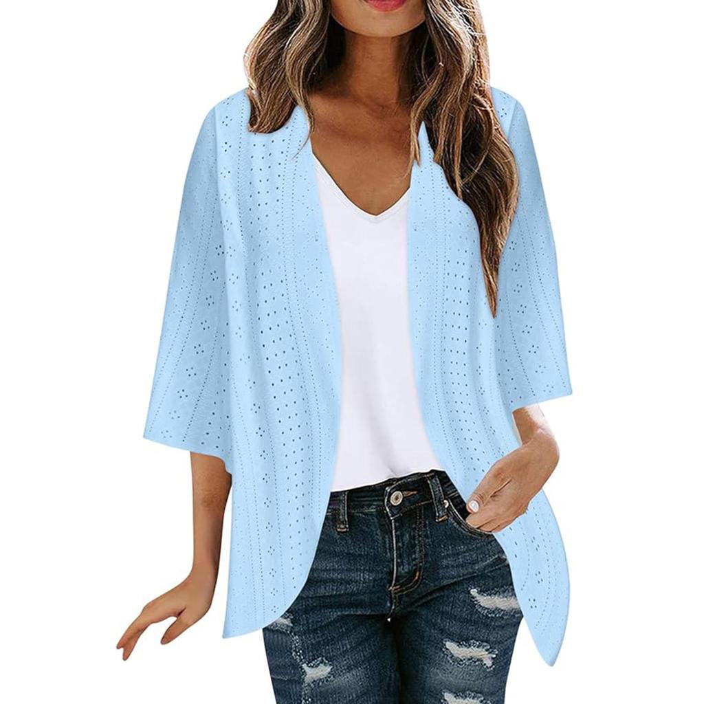 Women's Fashion Casual Seven Split Sleeve Solid Color Cardigan Jacket