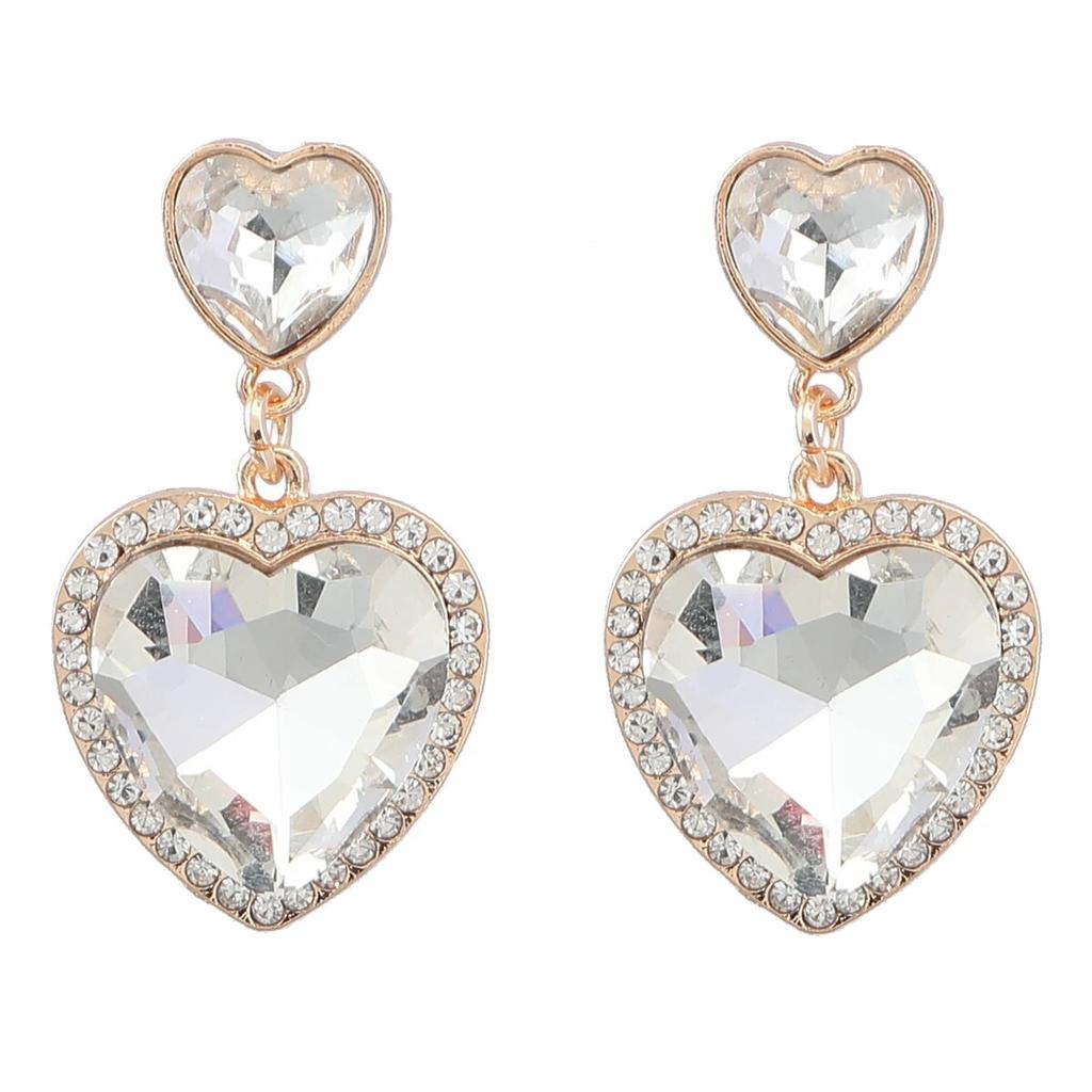 Модные металлические серьги в форме сердца со стразами и геометрическими геометрическими серьгами для женщин, элегантные милые висячие серьги, банкетные ювелирные аксессуары, аксессуары