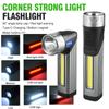 LED Strong Car Flashlight Portable Magnet Outdoor Camping Torch 90 ° Rotatable Head Multifunctional Folding Handheld Work Lights
