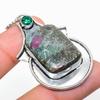 Ruby In Fuchsite, Diopside Gemstone 925 Sterling Silver Jewelry Pendant 2.25" Y4j02