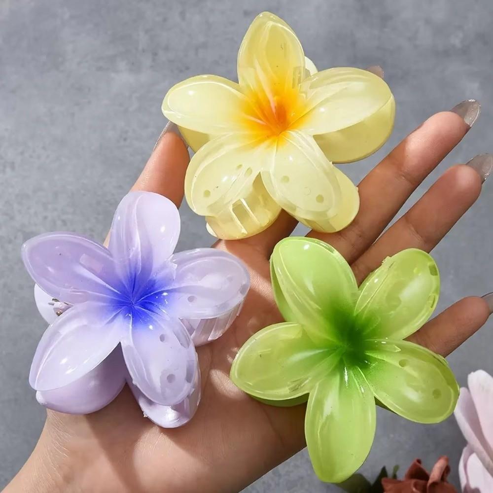 18Pcs Acrylic Flower Hair Accessories Gradient Hawaiian Style Hairpins Sweet Hair Claws Summer