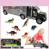 Exciting Dinosaur Truck Carry Case Transporter Dino Figures Playset For Kids Xmas Gift