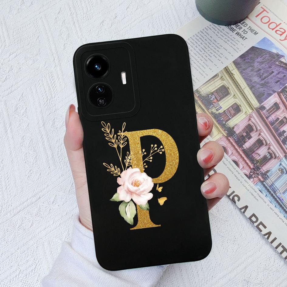 Для Vivo Y90 Y91C Y77E Y53S Y56 Y70S Y72T Y74 Y75 Y81 Модный жидкий силиконовый чехол для пары с цветочными буквами для Vivo Чехол для телефона Funda Coque Bumper