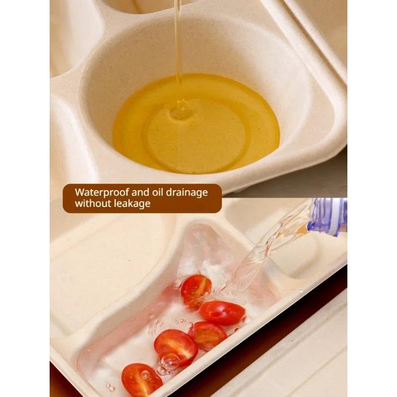 10 шт. одноразовая разделенная упаковочная коробка для доставки большой емкости многосетчатые бумажные ланч-боксы экологически чистые микроволновые целлюлозы