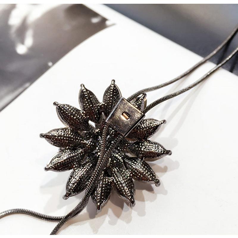 Очарование Кристалл Горный Хрусталь Снежинка Кулон Ожерелье Женщины Ювелирные Изделия Подарки Свитер Цепи