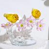 K9 Crystal Flower and Yellow Bird Glass Home Wedding Gift for Anniversary Gift for Day Gift for Day Gift for Mom Figurine, Ornament, Couples, Wife,