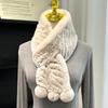 Корейский настоящий мех кролика рекс, цельная кожа, плетеный шарф, двусторонний, утолщенный, теплый шарф, милый меховой воротник-шарик, детский