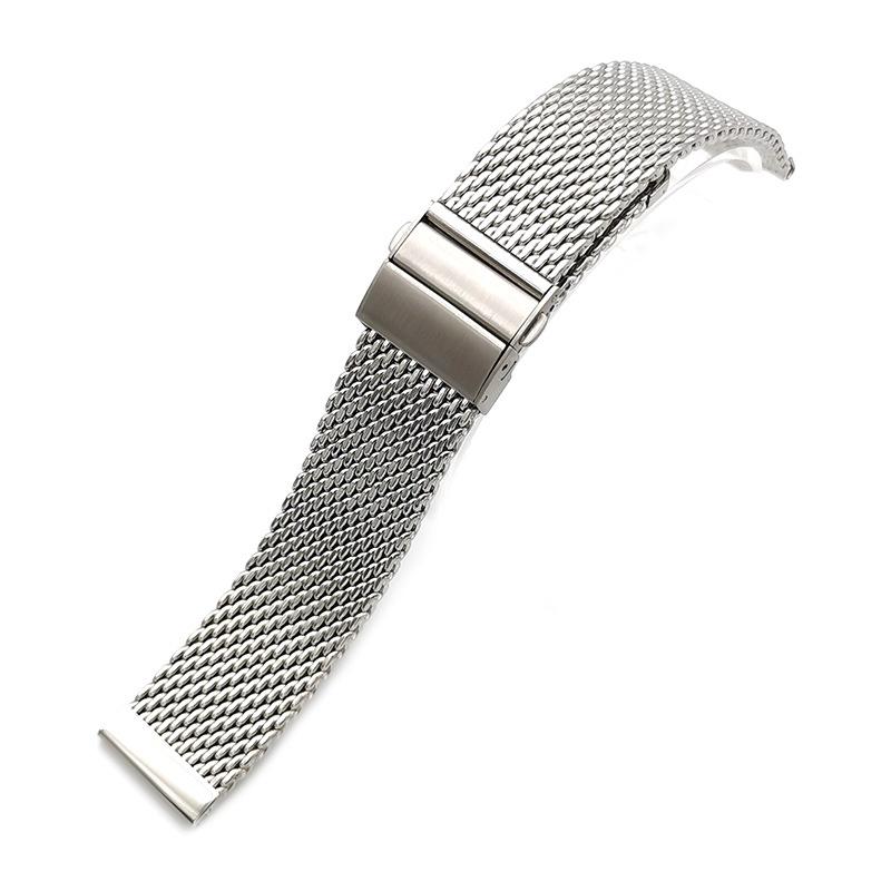 Миланский ремешок для часов, ремешок 20 мм, 22 мм, двойной пресс, складная пряжка, миланский сетчатый ремень, металлический браслет для часов, черный, серебряный браслет