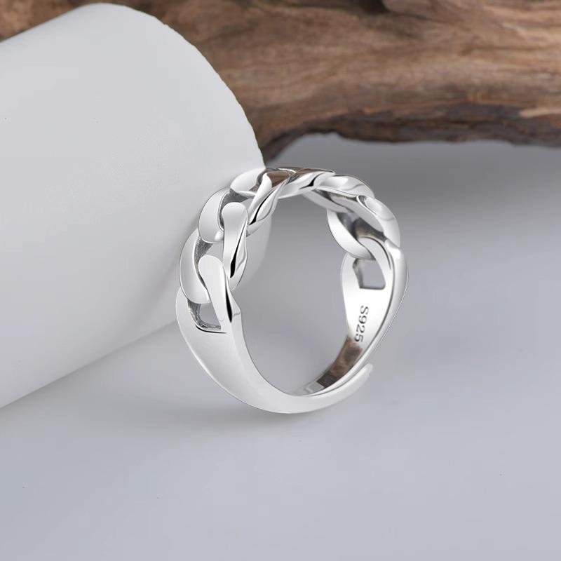 Арт Деко Геометрическое Ретро Кольцо из Витой Цепи Нишевый Дизайн Мода Индивидуальность Унисекс Одинарное Кольцо на Палец Указательный Регулируемое