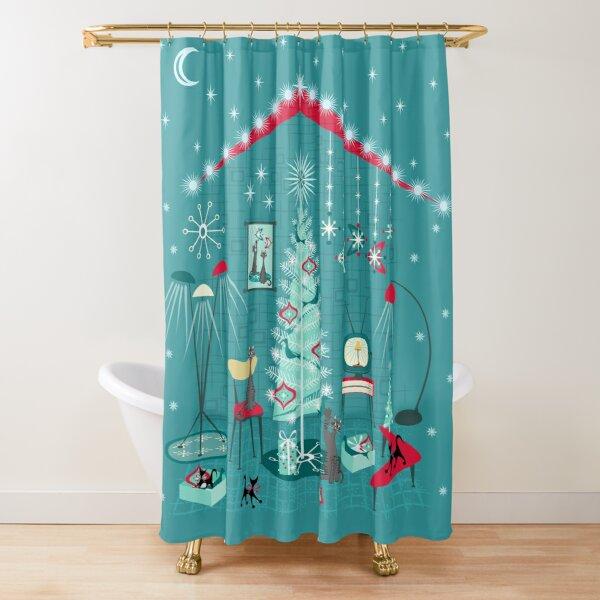 Шторка для душа Mid Century Meow Ретро Атомик Коты Шторка для душа Кити Животное Винтажный Декор Ванной Комнаты Тканевая Шторка С Крючками