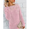 Women Fashion Lace Warm Plus Size Sttiching Tops Plush Pullovers Jumpers Knitted Sweater