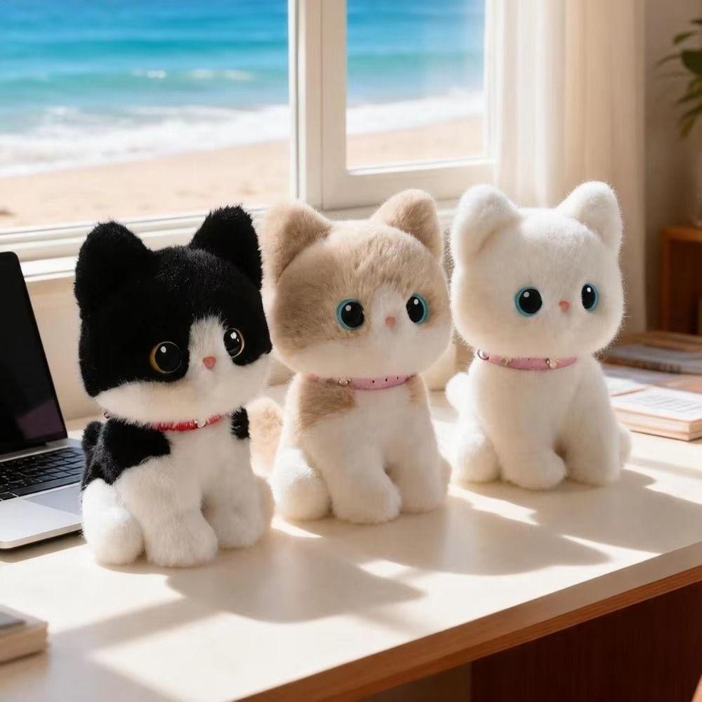 Stuffed Animals Pet Cat Doll Sitting Pose Stuffed Cat Boys Girls Kitten Plush Toys Desktop Decor