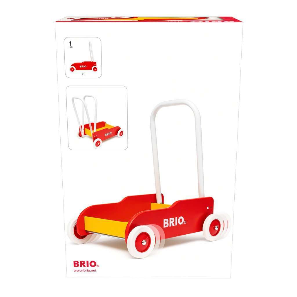 Красная тележка-ходунки BRIO 31350, для детей от 9 месяцев. [Игрушка, Деревянная игрушка, Подарок (День рождения/Рождество)]