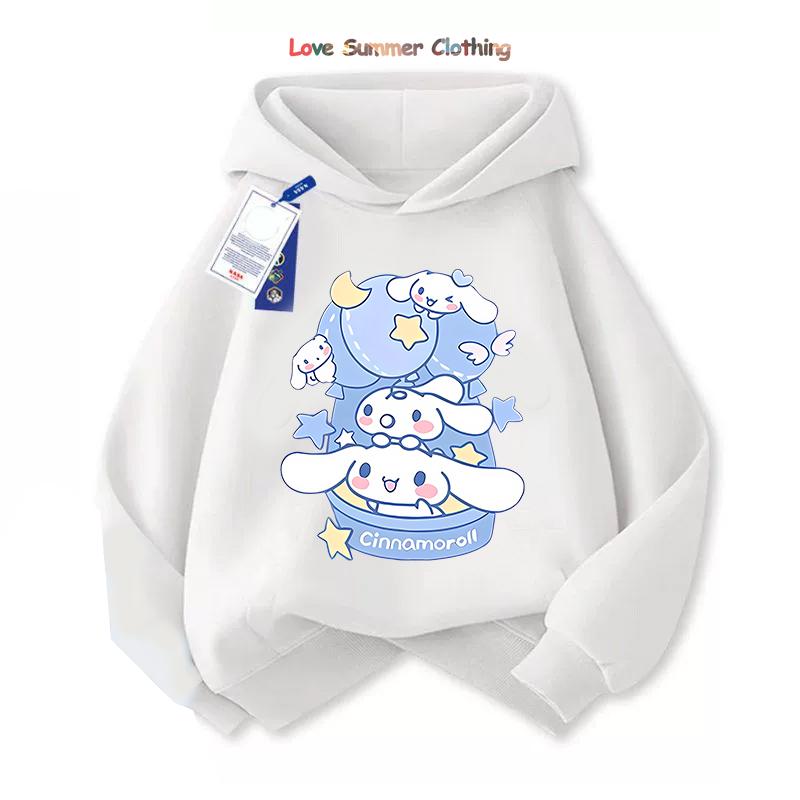 Худи для девочки Милый Свитшот Cinnamoroll Худи Детская Мультяшная Одежда с Собакой Толстовка для Мальчика Худи Повседневный Топ для Малыша