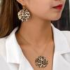 Round Leopard Print Necklace Earrings Fashionable Retro Jewelry Set Temperament Versatile