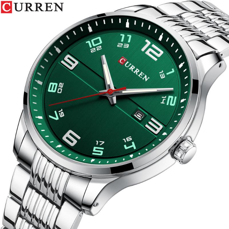 CURREN New Men's Watch Business Steel Band Quartz Watch Simple Calendar Scale Casual Watch