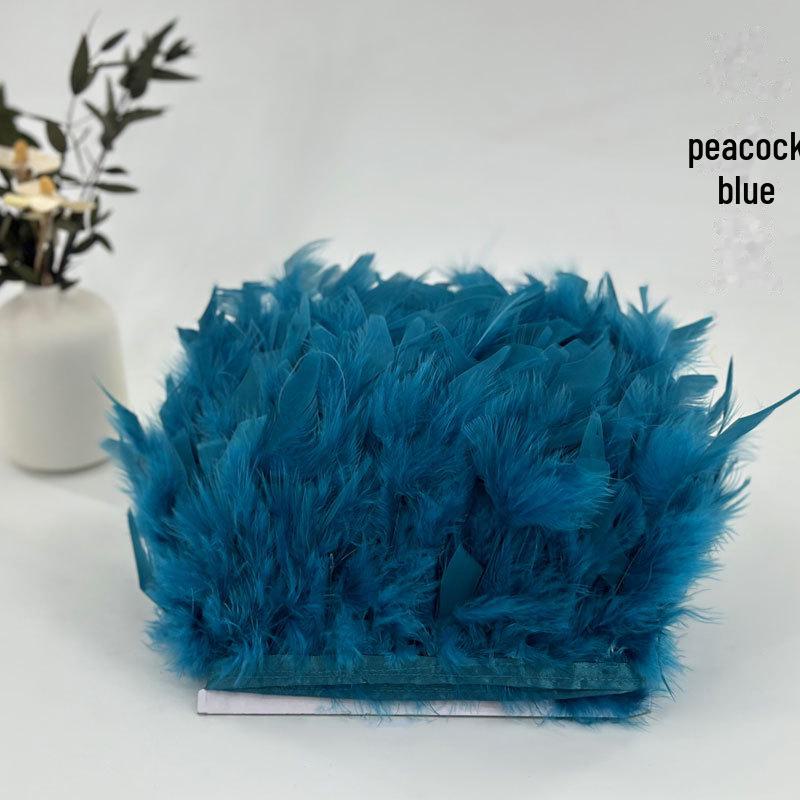 Red Lace Net Turkey Feather Strips for DIY Handmade Wedding Dance Costumes and Decorations