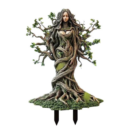 Деревянный эльф Акриловая табличка Колышек Устойчивый к погодным условиям 2D Плоский Фея Колышек Растения Горшок Украшение В помещении На улице Сад Двор Газон Патио Орнамент