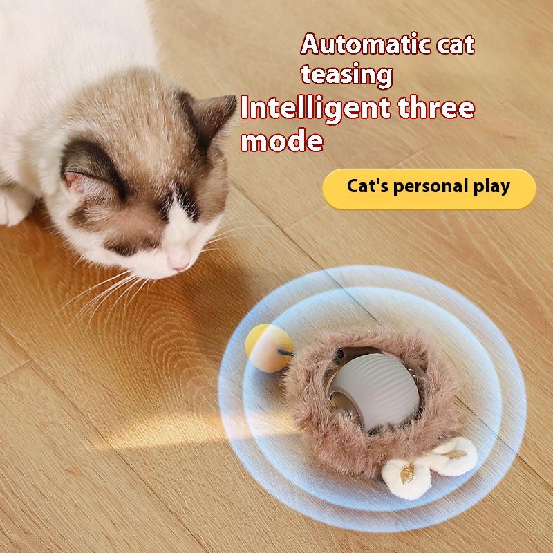 Cat Interactive Ball Toy Automatic Rolling Ball Faux Tail Rechargeable Smart Pet Electric Toy Dog Cat Training Imitate Mouse Smart Pet Plush Toy