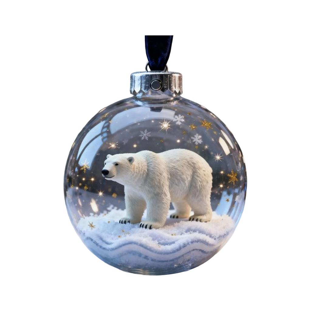 Christmas Decoration Small Model Playful Animal Decoration Ball Transparent Hanging Christmas Ball Xmas Tree Pendant