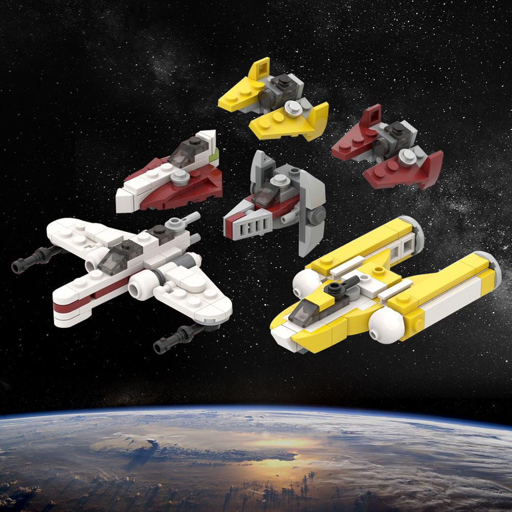 Gobricks MOC Космос Микро Республика Звездные Истребители Космический Корабль Строительные Блоки Планета Империя Модель Истребителя TIE Игрушки Сделай Сам Подарок для Детей