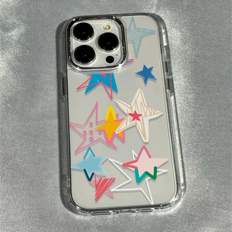Яркий рисунок-каракули в виде пятиконечной звезды, чехол из ТПУ для iPhone 17 Pro Max 16 15 14 13 12 11, чехол для iPhone XS X XR, Fundas