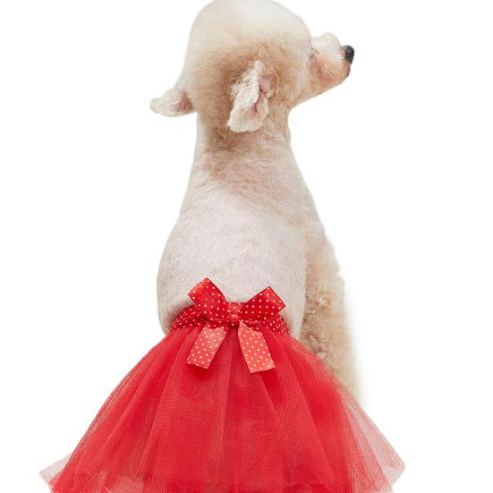 Pet Dress Super Soft Bow-knot Design Bright Color Easy-wearing Machine Washable Decorative Polyester