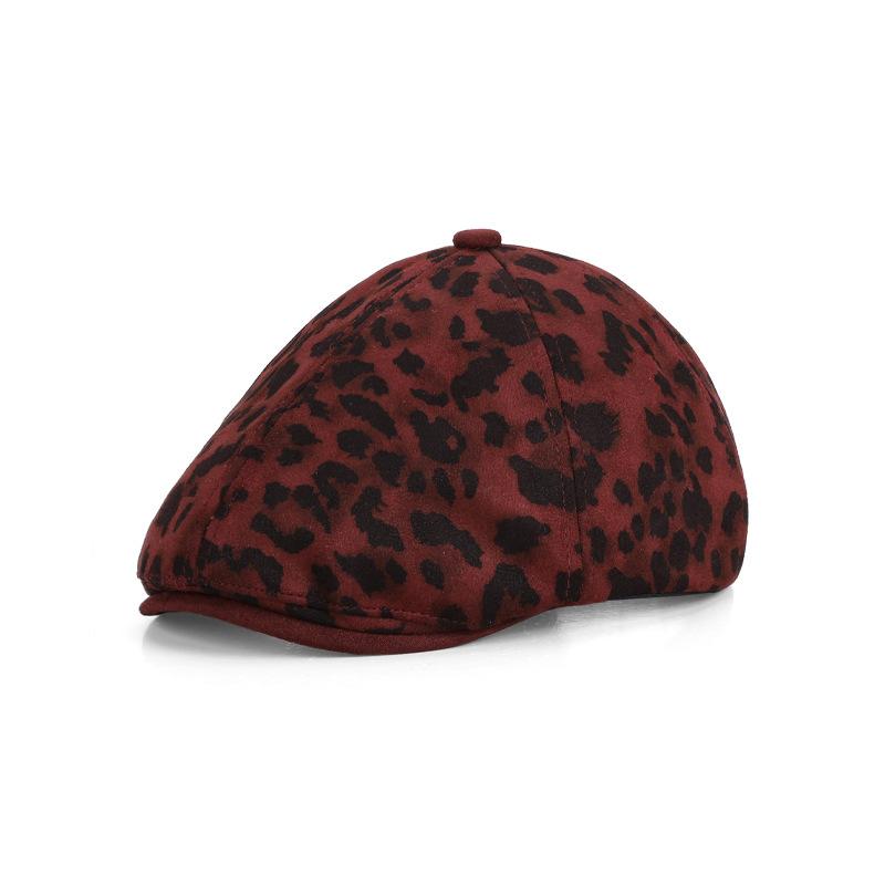 Autumn Winter Retro Leopard Print Forward Cap Beret Women Peaked Cap