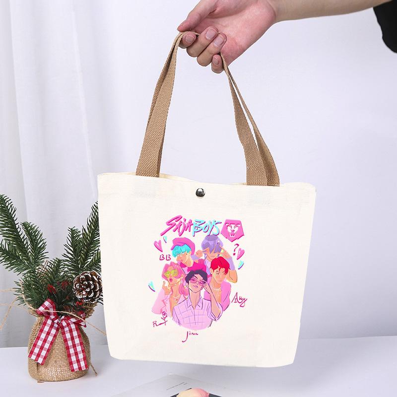 K-Pop Anime Cartoon Printed Student Large Capacity Portable Shoulder Bag Casual Canvas Bag