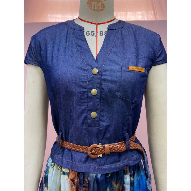 Женские летние джинсовые облегающие платья миди с v-образным вырезом и принтом