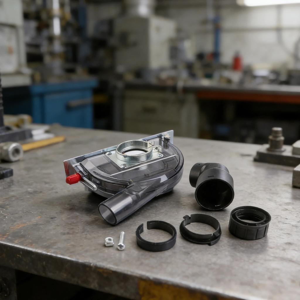 Домашний DIY Строительная площадка Черная защитная кожух для угловой шлифмашины Улавливает около 95 частиц Совместимость с пылесосом через шланг большего диаметра