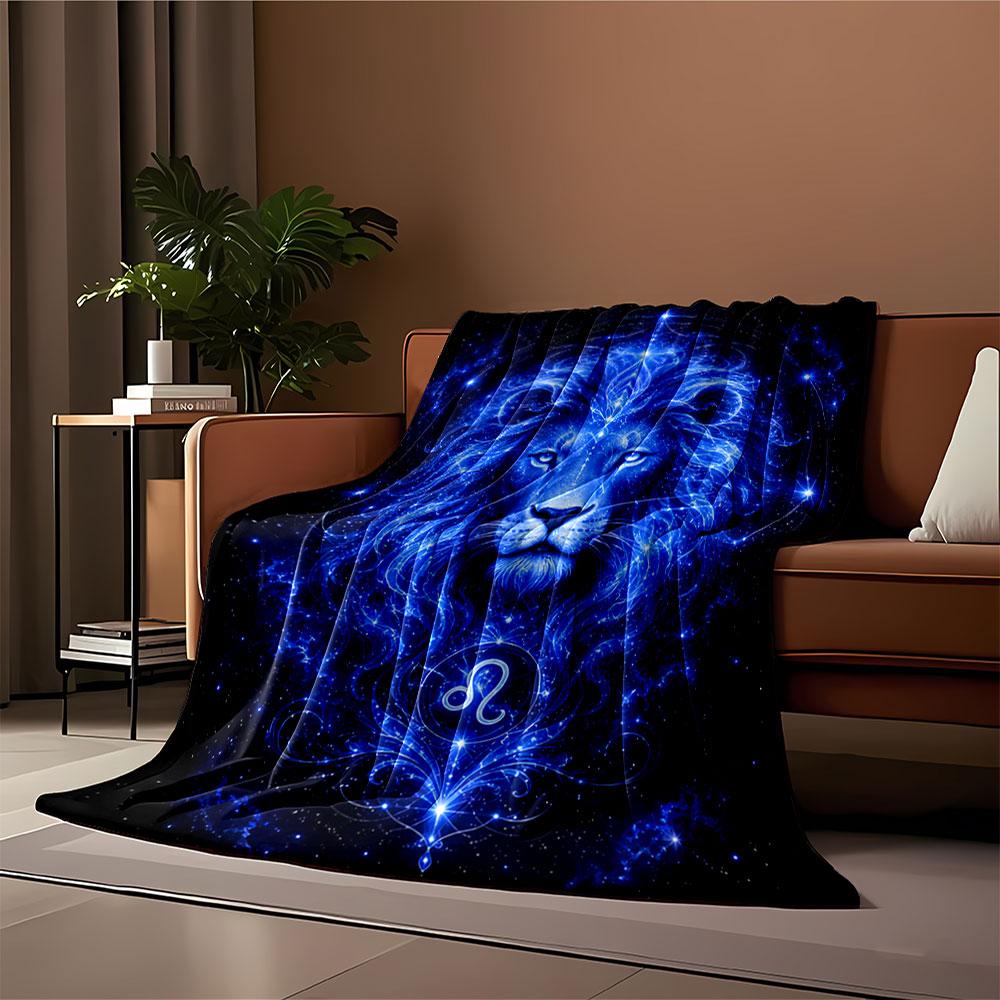 Cosmic Blue Lion Blanket for all seasons blanket lunch break throw gift