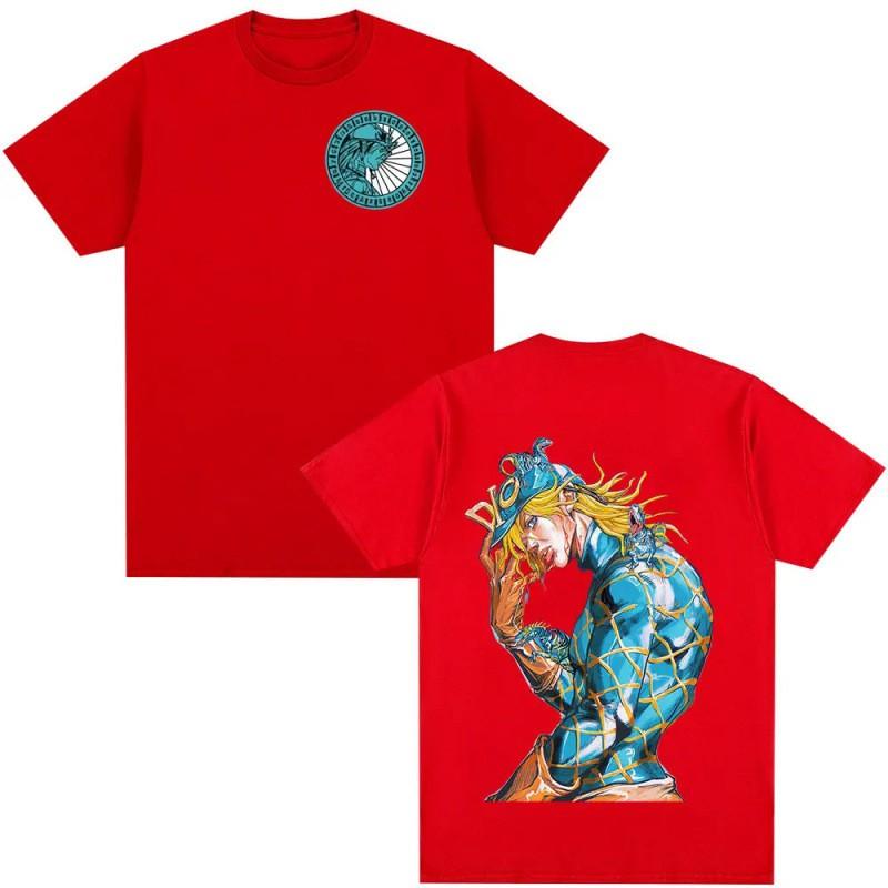 Mens Cotton Graphic Tee JoJo Bizarre Adventure Steel Ball Run Dieg Print Streetwear Short Sleeve T-Shirt