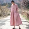 Women Shirt Dress Vintage Pockets Women Maxi Dresses