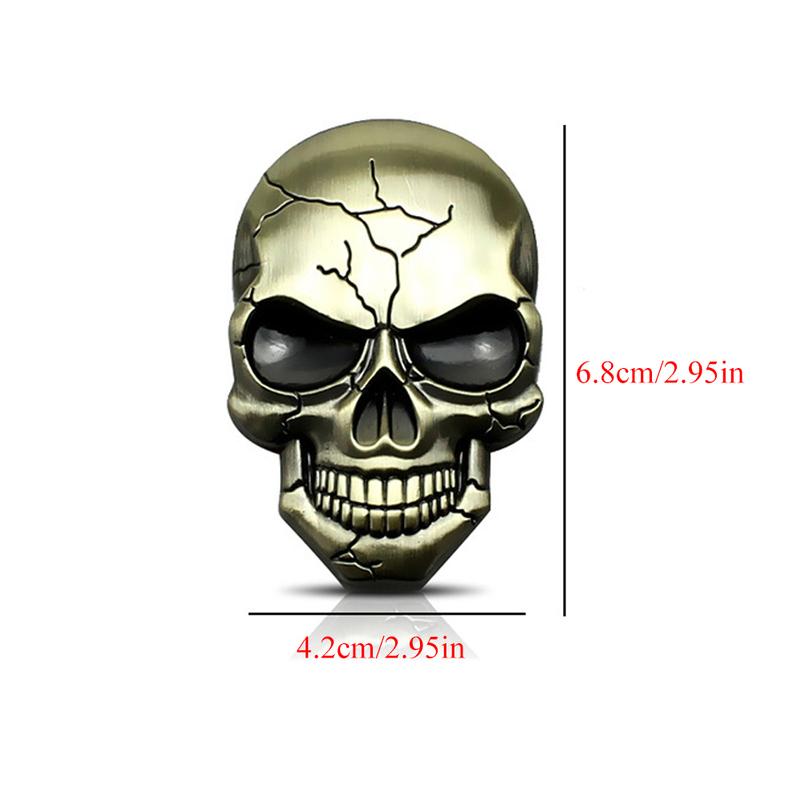 DSYCAR Skull Decal Emblem Badge - 3D Premium Metal Decal Sticker Decoration Cars Trucks Motorcycle Vehicle Universal