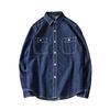 Men Denim Shirt Solid Color Long Sleeve Single Breasted Streetwear Turndown Collar Loose Shirt Coat Jacket Men Clothes