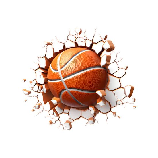 3D Basketball Wall Sticker Basketball Break Through The Wall Decor Self Adhesive Removable Wall Decal for Boys Bedroom Living Room Decor