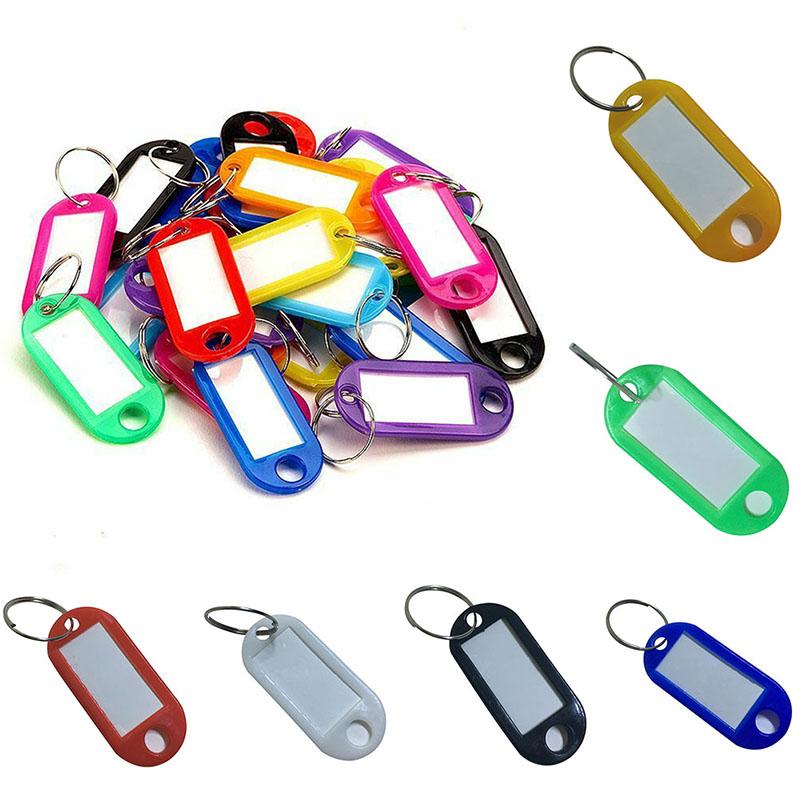30pcs Multi-Color Plastic Keychain Blank Key Ring DIY Name Tags for Baggage Paper Insert Luggage Tags Key Chain Accessories