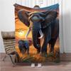 1 шт. Уютный фланелевый плед с принтом для дивана с дизайном слона Мягкий, теплый, для кровати, офисного сна и кемпинга, плюшевый плед для кровати