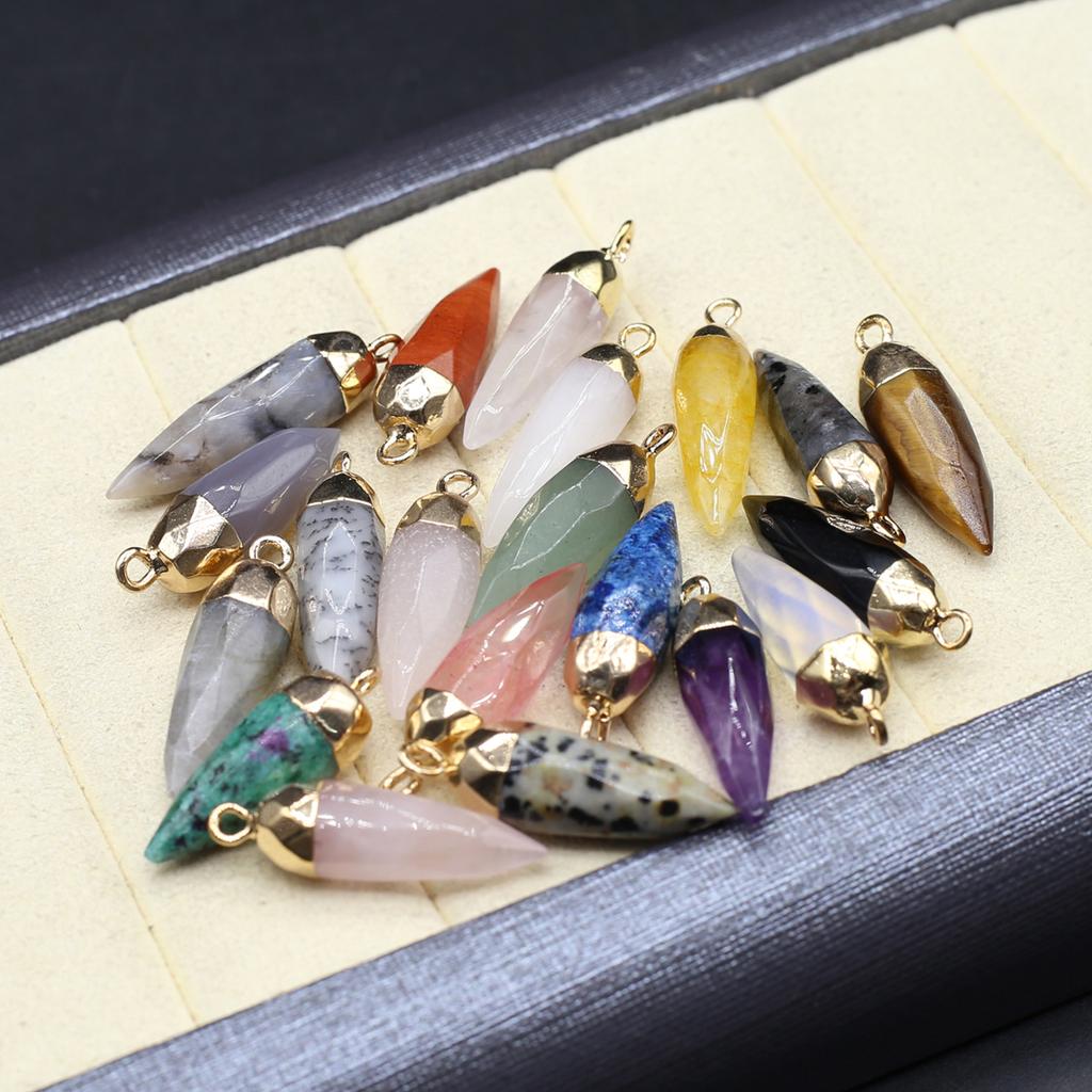 1 шт., ручная резная каменная подвеска в форме пули, подвески из натурального камня и кристаллов для ожерелья «сделай сам», ювелирные аксессуары 27x8 мм