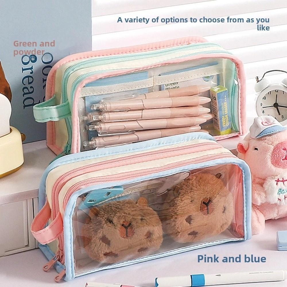Transparent Display Korean PVC Stationery Bag Desktop Storage Ins Pencil Pouch Children Kids