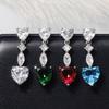 Модные Элегантные Серьги-подвески с Красным Сердцем и Цирконами на Серебряной Иголке для Женщин Свадебная Вечеринка Подарок