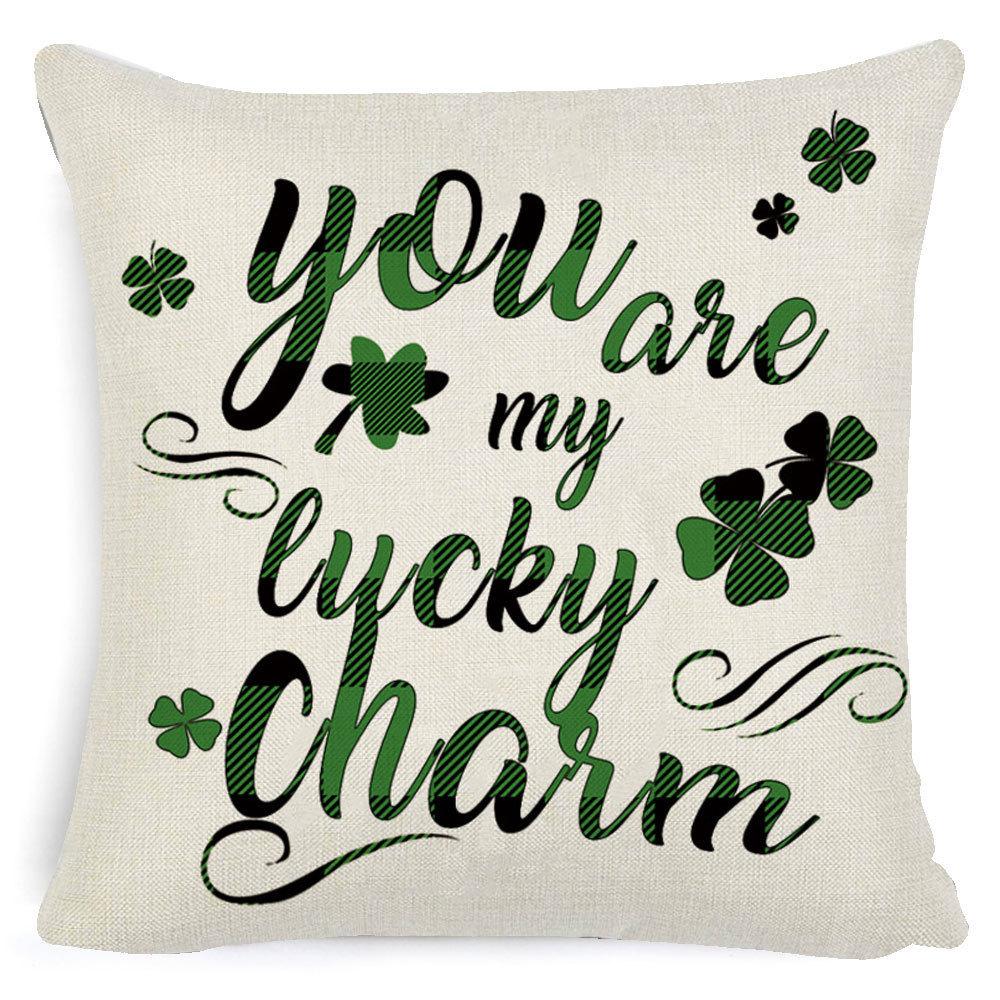 St. Patrick's Day European Holiday Four-leaf Clover Cushion Pillow Case Office Lumbar Support