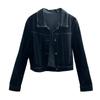 Винтажная джинсовая куртка женская весенняя однобортная короткая куртка с лацканами