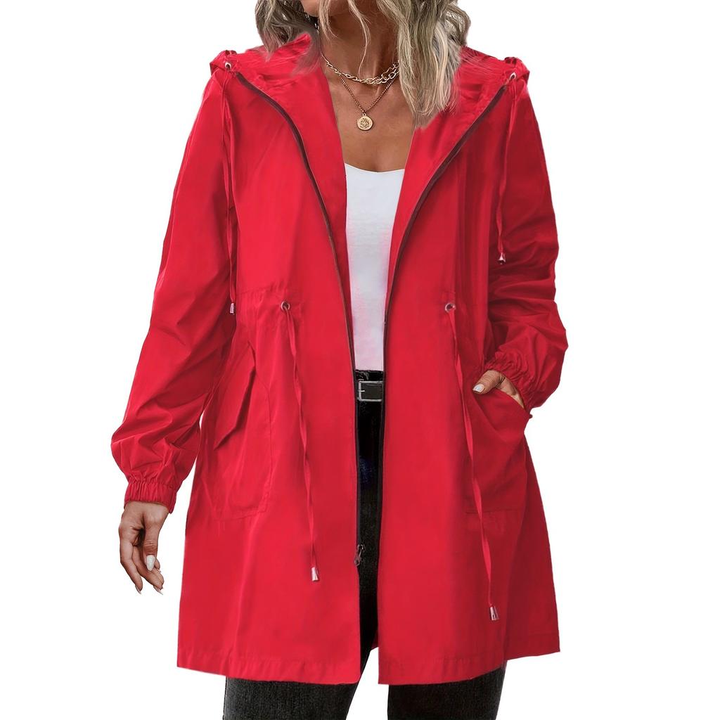 Женские плащи с капюшоном, легкая уличная водонепроницаемая ветровка с капюшоном, однотонный плащ, куртка больших размеров