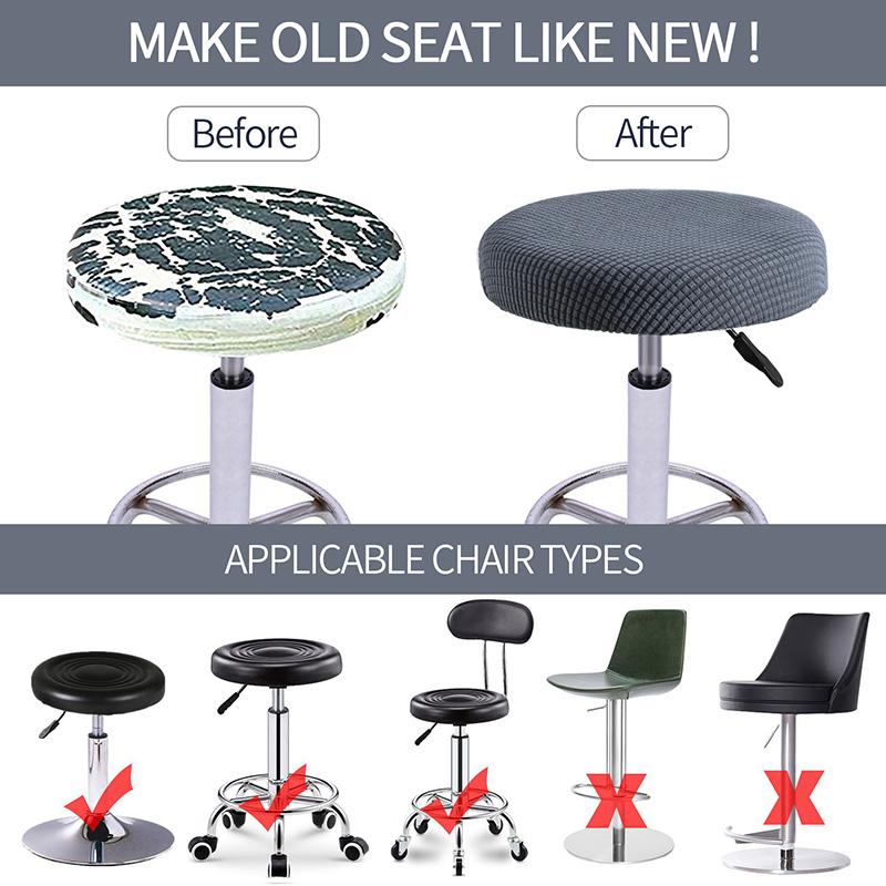 Чехол на барный стул, флисовый круглый чехол на стул, съемный чехол на табурет, твердая защита подушки сиденья, моющийся барный стул