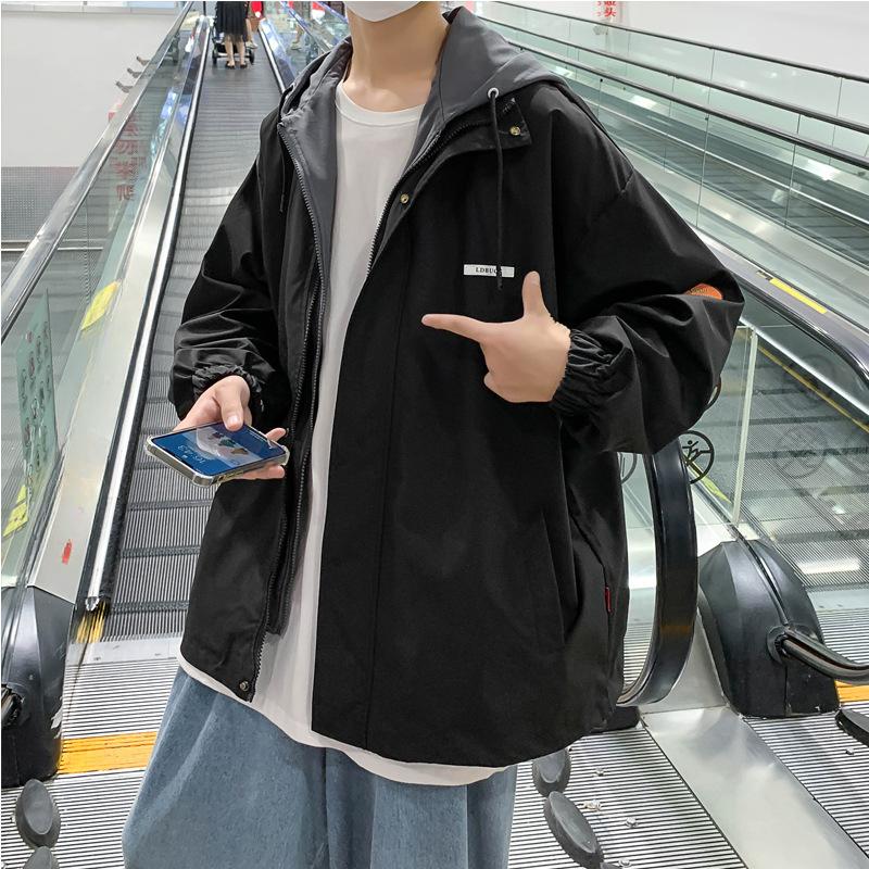 Новая весенне-осенняя куртка из двух частей с капюшоном, мужская модная одежда большого размера, куртка в гонконгском стиле для пар